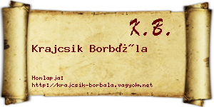 Krajcsik Borbála névjegykártya