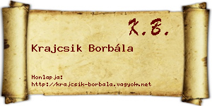 Krajcsik Borbála névjegykártya
